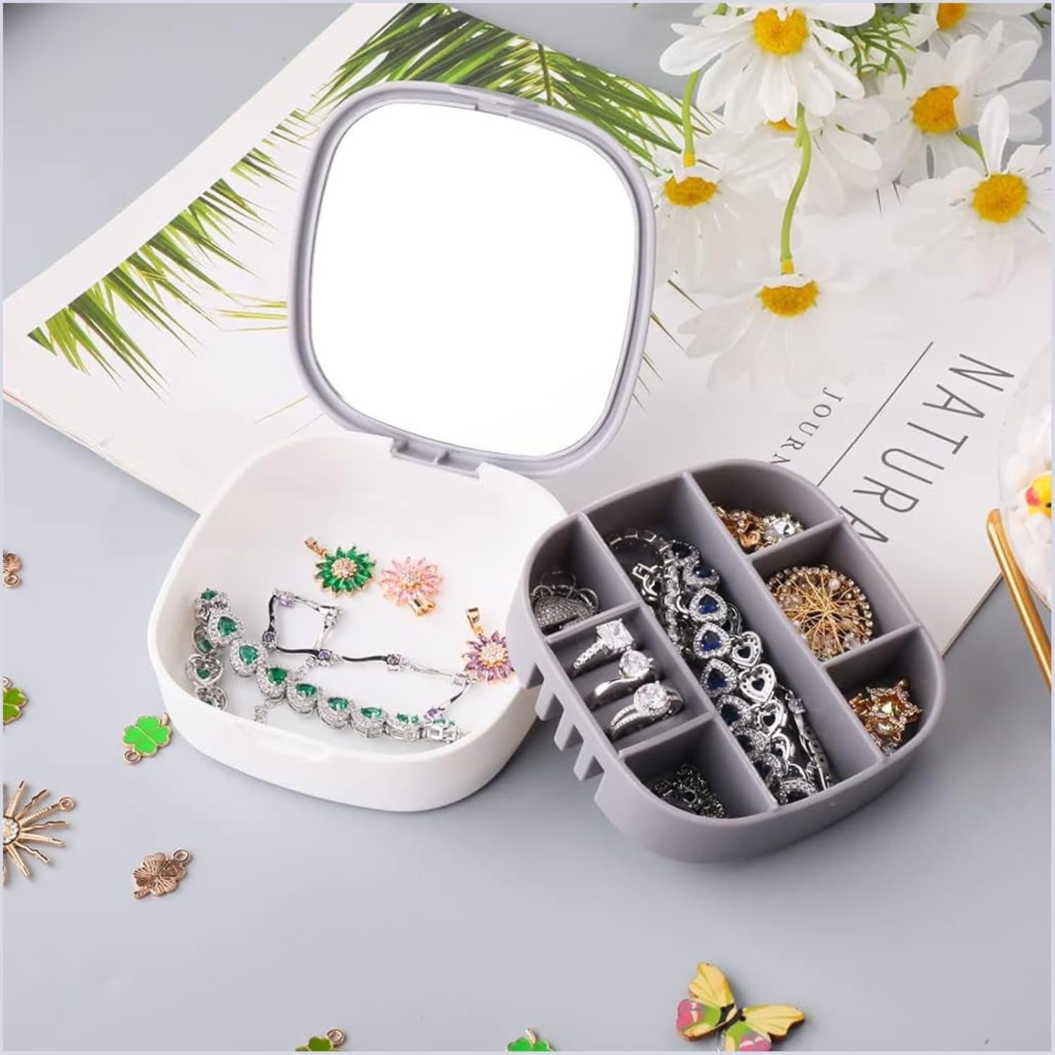 Small Jewellery Box, Jewellery Box, Portable Jewellery Box, Girls' Earrings, Cut Necklace Box, Can Be Placed in the Bag of the Bag at Home