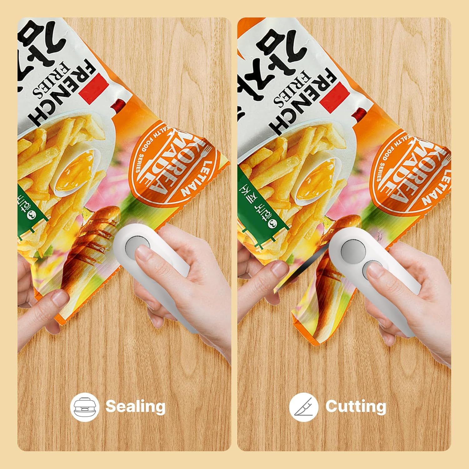 Heat Sealing Machine 2 in 1 Cutting and Sealer USB Rechargeable Food Sealer Mini Sealer for Snack Storage Food Sealer for Chip Bags, Plastic Bags, Food Storage