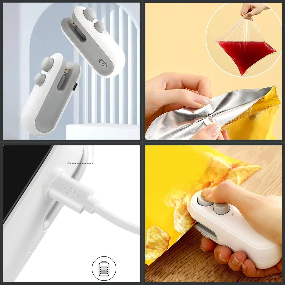 Heat Sealing Machine 2 in 1 Cutting and Sealer USB Rechargeable Food Sealer Mini Sealer for Snack Storage Food Sealer for Chip Bags, Plastic Bags, Food Storage