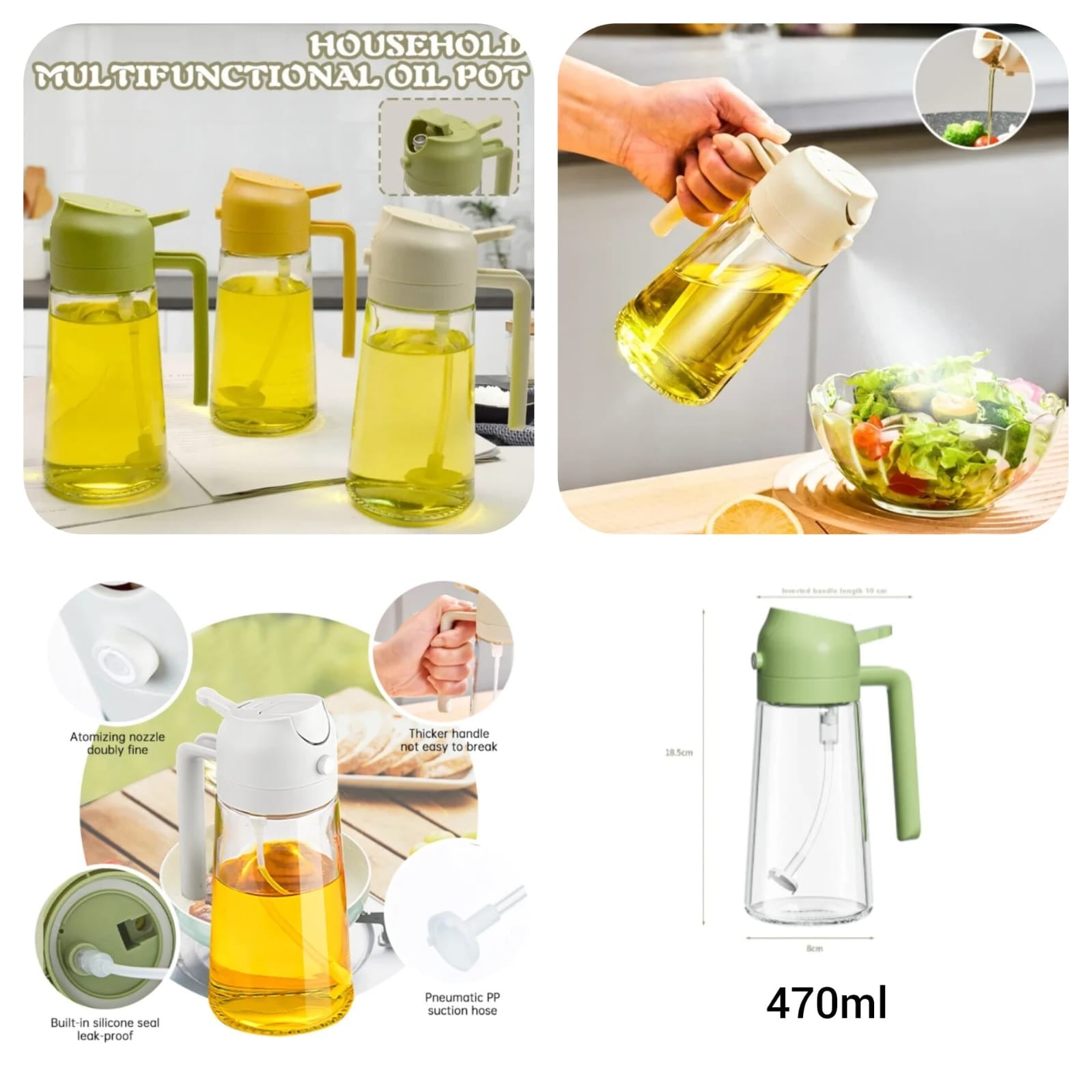 Rank: Nill  Home Catalog Feeds Reports Support Tools 2-in-1 Oil Spray Bottle | Adjustable Mist & Dispenser | 470ml Leak-Proof Glass Container | For Cooking, BBQ, Baking & Air Fryer 500ml
